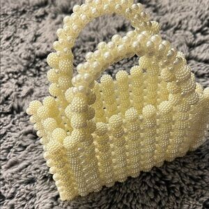 Elegant Cream Beaded Handbag